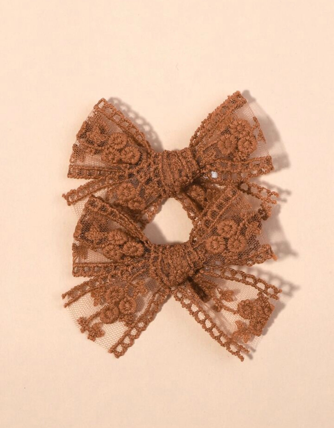 2 Pieces Toddler Girl Floral Embroidered Bow Décor Hair Clip (brown)