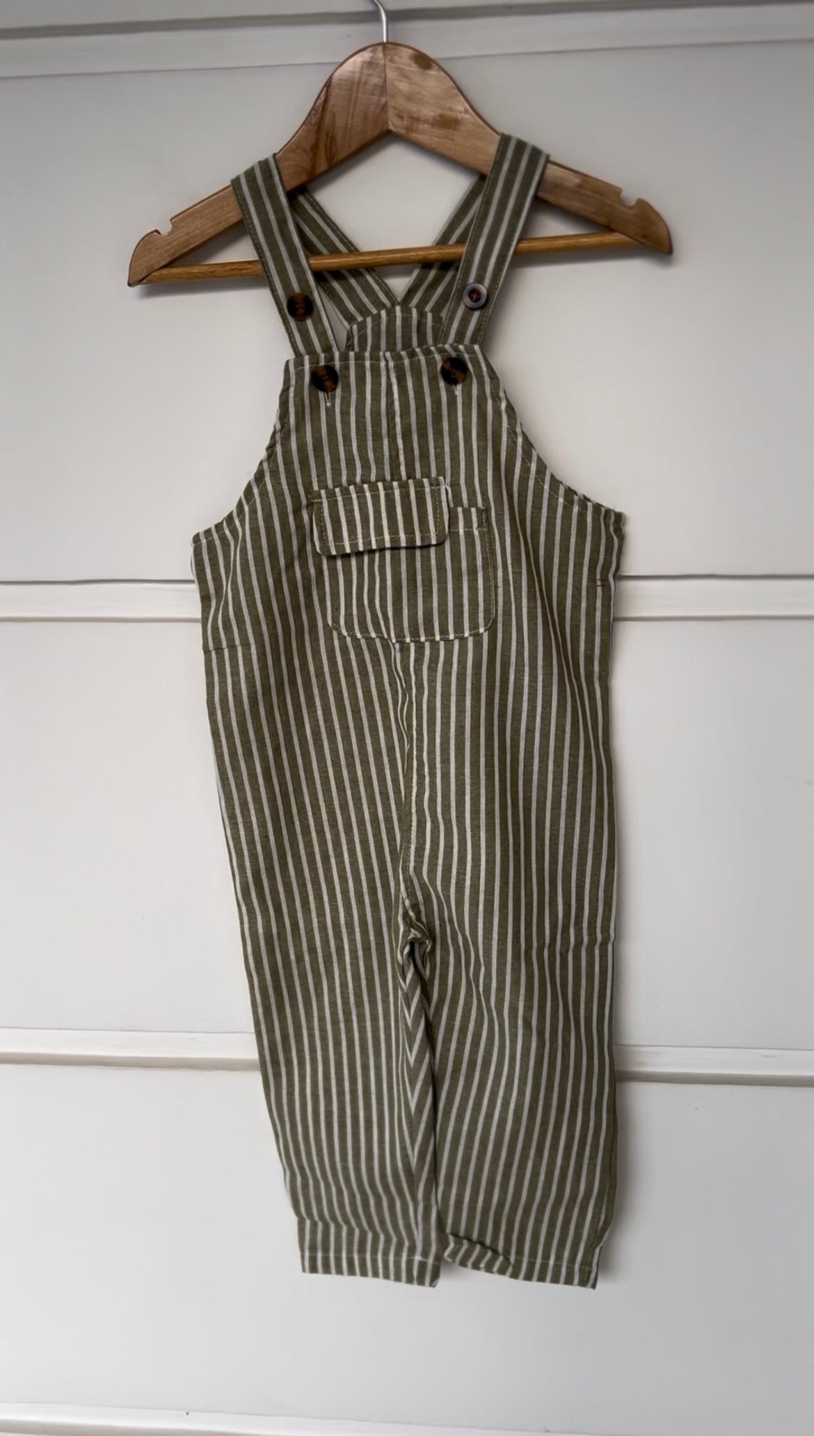 Baby Boy Striped Flap Pocket Overall Jumpsuit