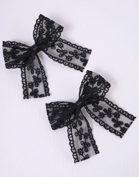 2PCS Toddler Girls Bow Décor Hair Clip BLACK