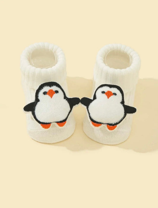 Baby Cartoon Penguin Décor Socks WHITE 6-12Months