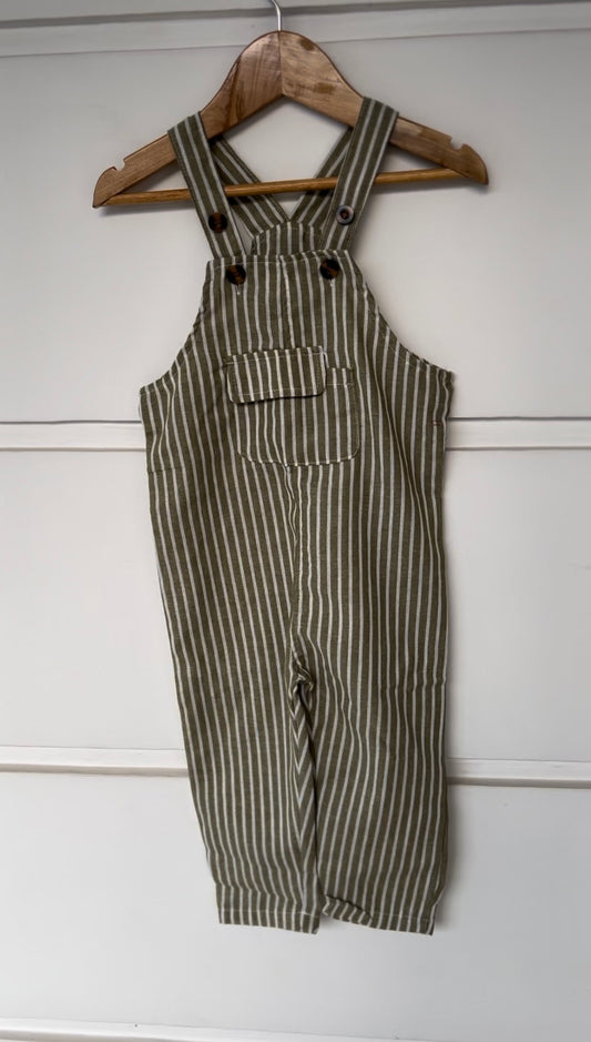 Baby Boy Striped Flap Pocket Overall Jumpsuit